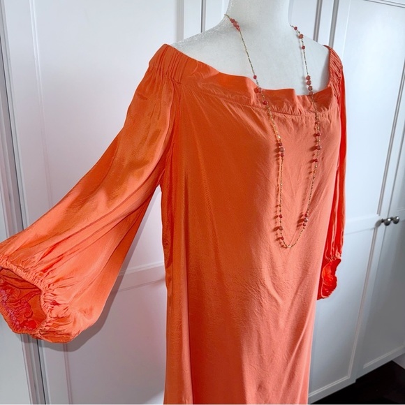 Trina Turk Windward Windward Orange Off Shoulder Dress Sz XL Summer Vacay - Picture 8 of 15